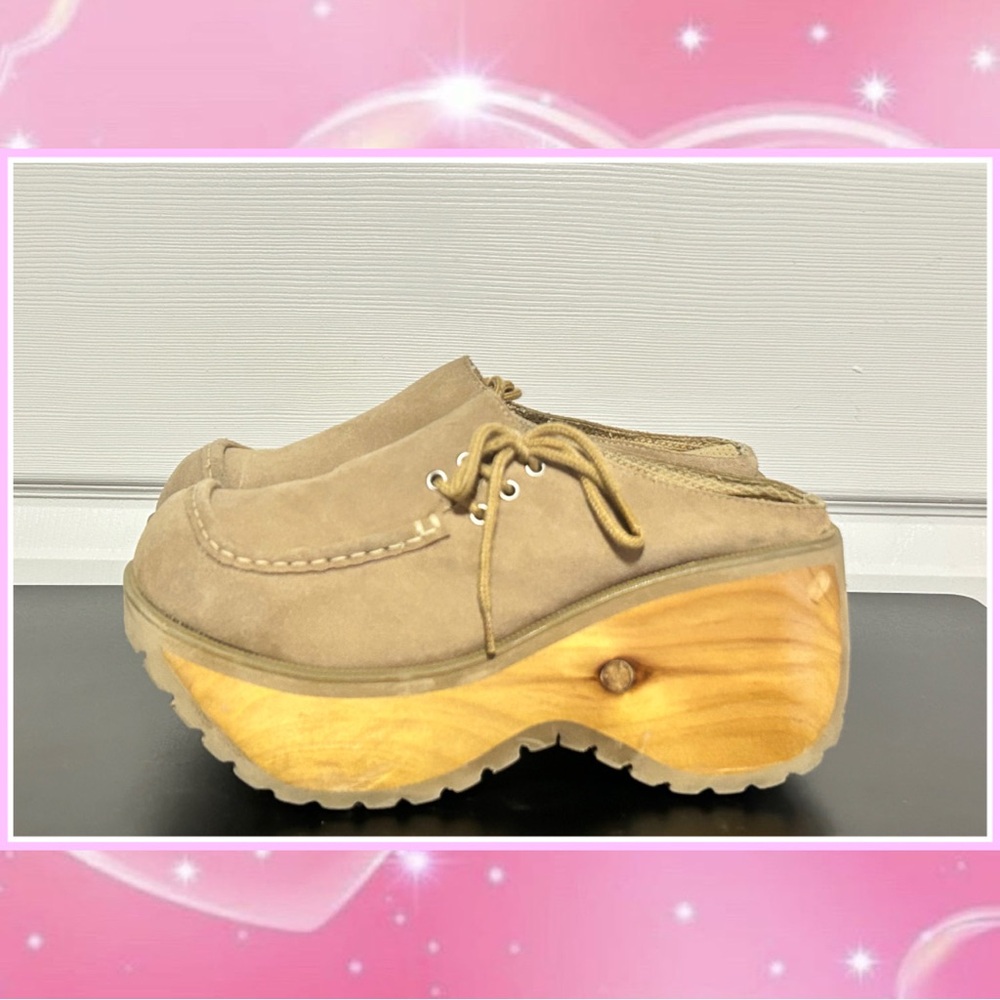 Vintage 90s Y2K Chunky Wooden Platform Clogs